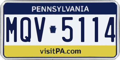 PA license plate MQV5114