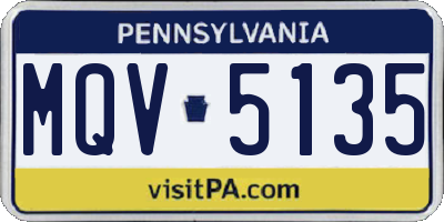 PA license plate MQV5135