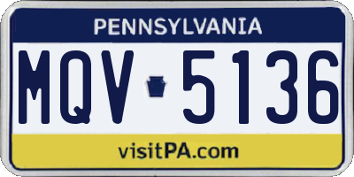 PA license plate MQV5136