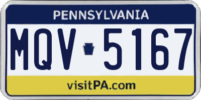PA license plate MQV5167
