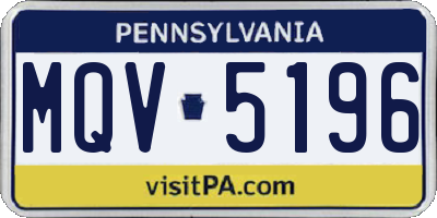 PA license plate MQV5196