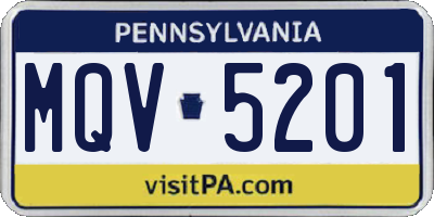 PA license plate MQV5201