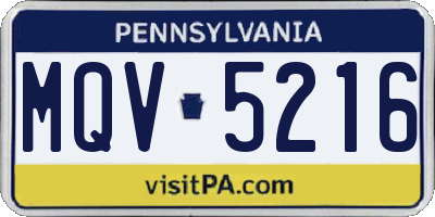 PA license plate MQV5216