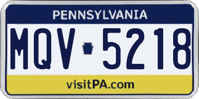PA license plate MQV5218