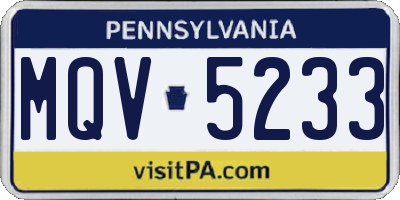 PA license plate MQV5233