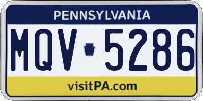 PA license plate MQV5286