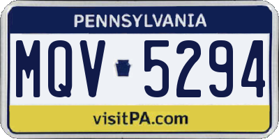 PA license plate MQV5294