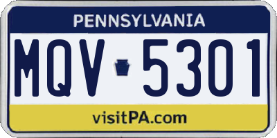PA license plate MQV5301