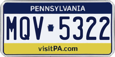 PA license plate MQV5322