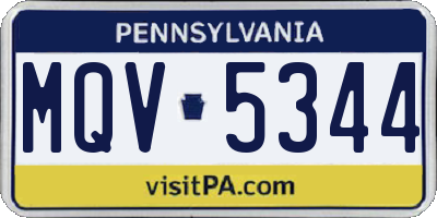 PA license plate MQV5344