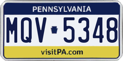 PA license plate MQV5348
