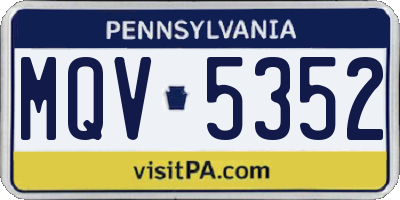 PA license plate MQV5352
