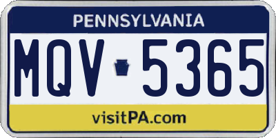 PA license plate MQV5365