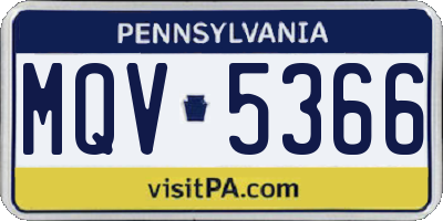 PA license plate MQV5366