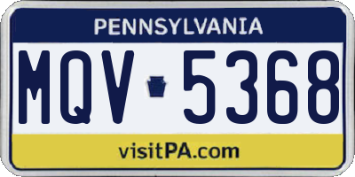 PA license plate MQV5368