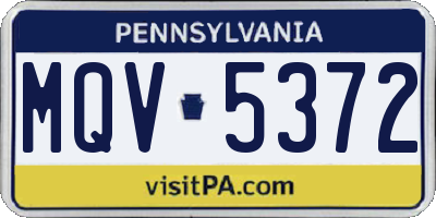 PA license plate MQV5372