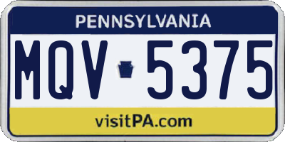PA license plate MQV5375