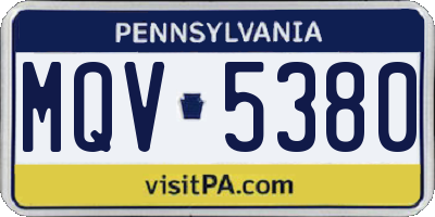 PA license plate MQV5380