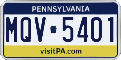 PA license plate MQV5401
