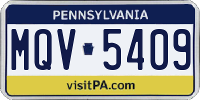 PA license plate MQV5409
