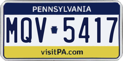 PA license plate MQV5417