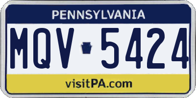 PA license plate MQV5424