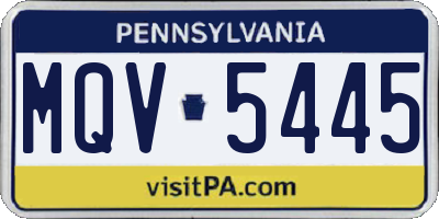 PA license plate MQV5445