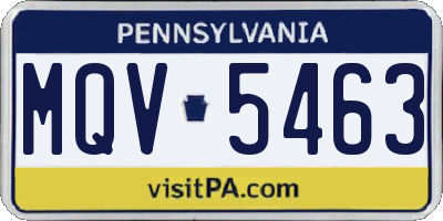 PA license plate MQV5463
