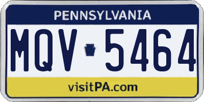 PA license plate MQV5464