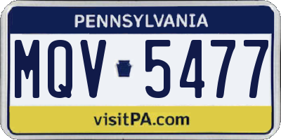 PA license plate MQV5477
