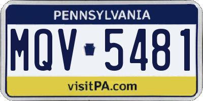 PA license plate MQV5481