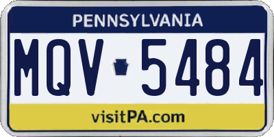 PA license plate MQV5484