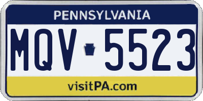 PA license plate MQV5523