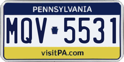 PA license plate MQV5531