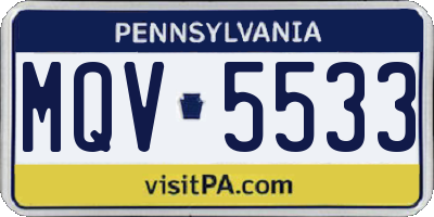 PA license plate MQV5533