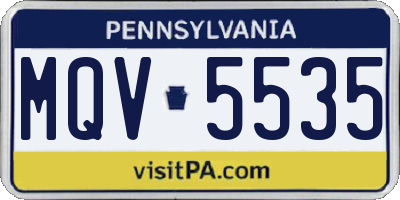PA license plate MQV5535