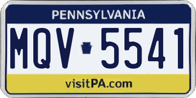 PA license plate MQV5541