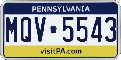 PA license plate MQV5543