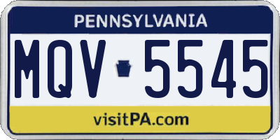 PA license plate MQV5545