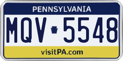 PA license plate MQV5548
