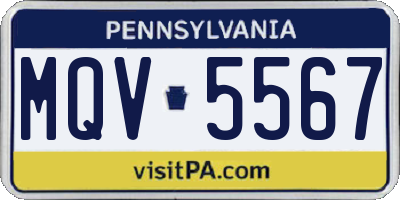 PA license plate MQV5567
