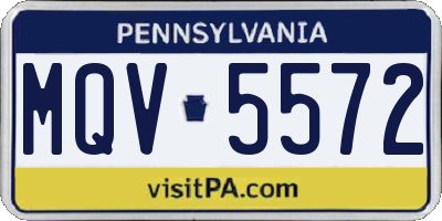 PA license plate MQV5572