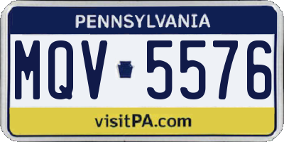 PA license plate MQV5576