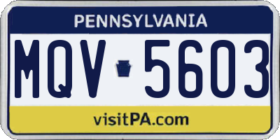 PA license plate MQV5603