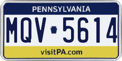 PA license plate MQV5614