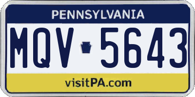 PA license plate MQV5643