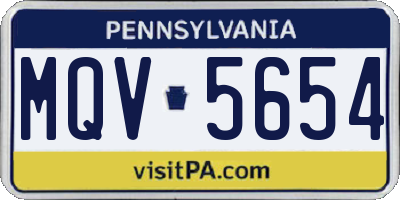 PA license plate MQV5654