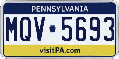 PA license plate MQV5693