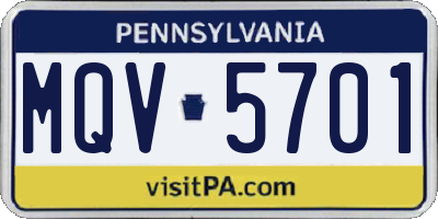 PA license plate MQV5701
