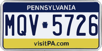 PA license plate MQV5726